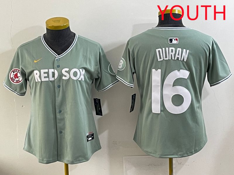Youth 2025 Boston Red Sox #16 Duran Light Green Joint Name Nike MLB Jersey style 18
